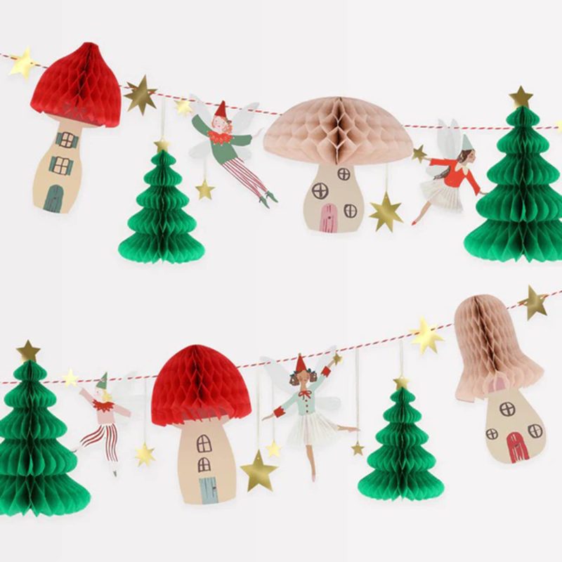 meri meri 278916 woodland fairy honeycomb holiday garland detail