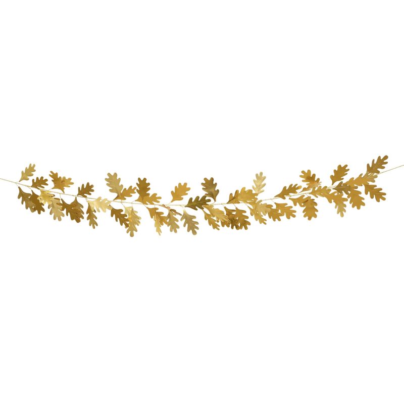 meri meri 279240 gold oak leaves paper garland full length