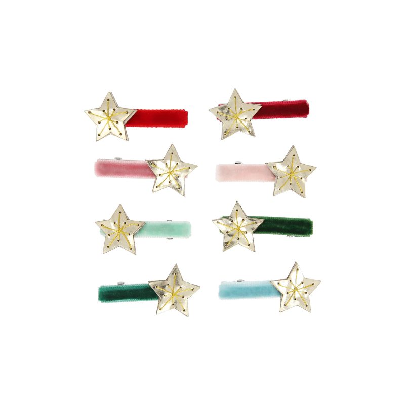 meri meri 280005 gold star hair clips set of eight