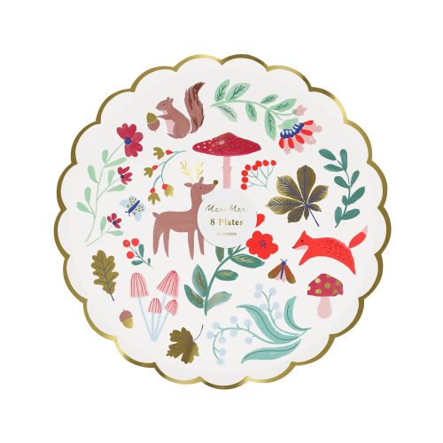 meri meri 280167 winter woodland small paper party plate in packaging