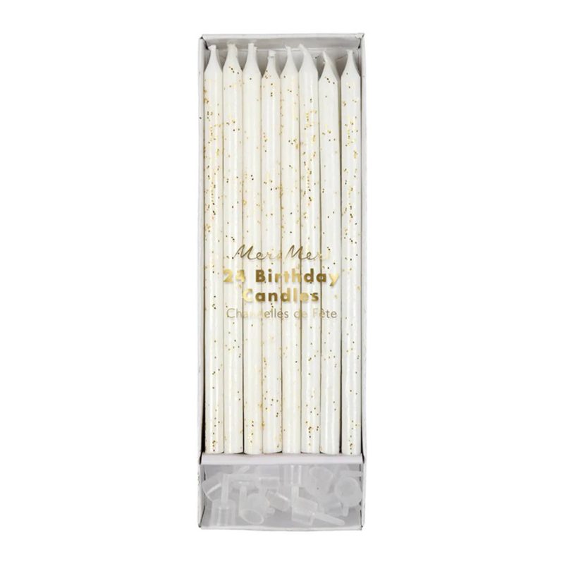 meri meri gold glitter candles in packaging