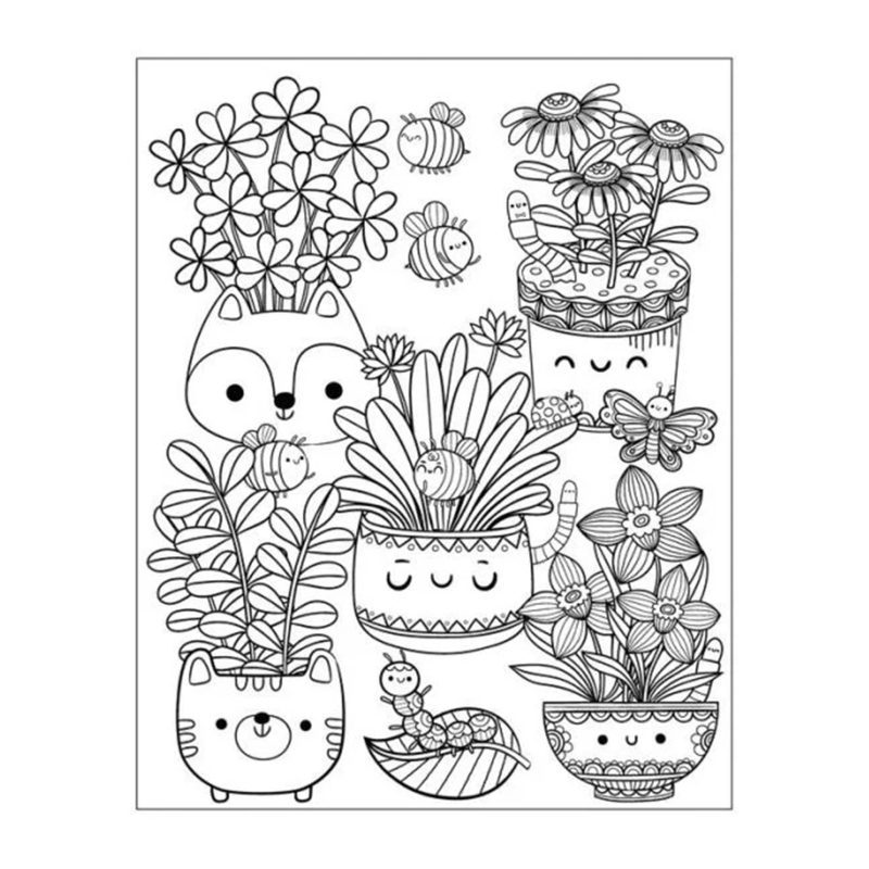 mps mangatopia tiny kawaii coloring book plants sample page 9781250335029