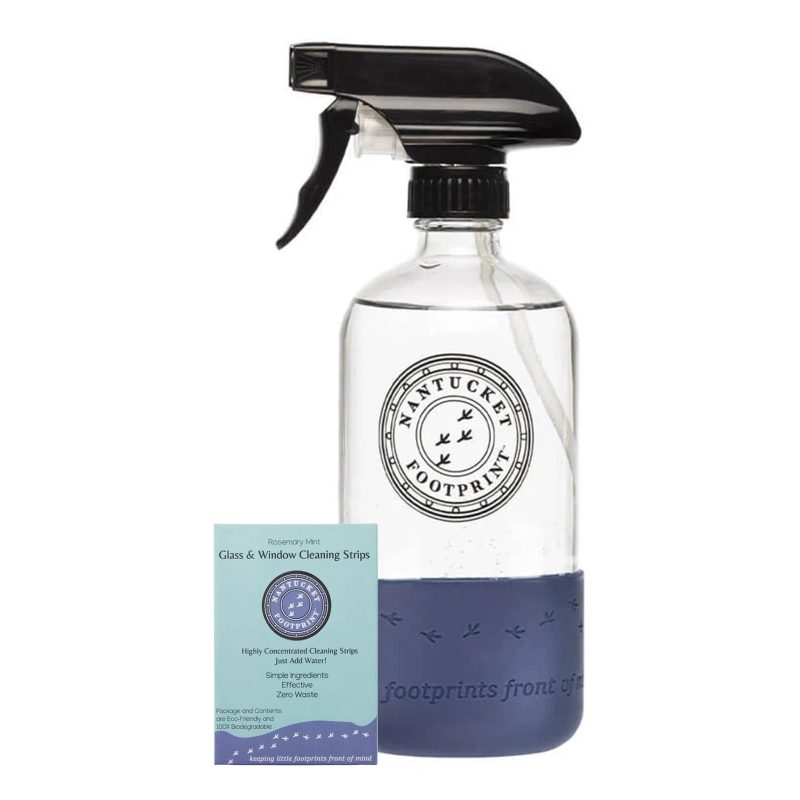 nantucket footprint 16 ounce glass spray bottle with glass and window cleaning strips