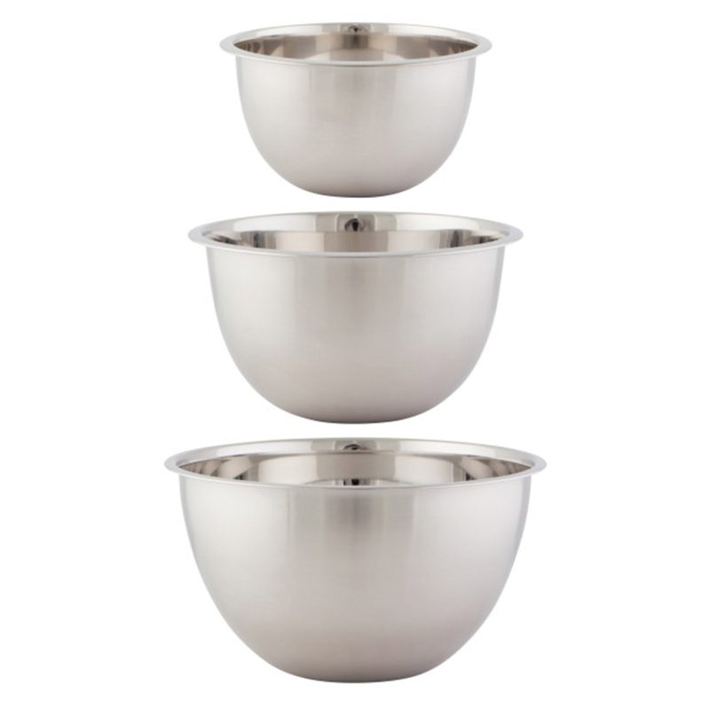 now designs 5205021 set of 3 matte silver nesting mixing bowls individual