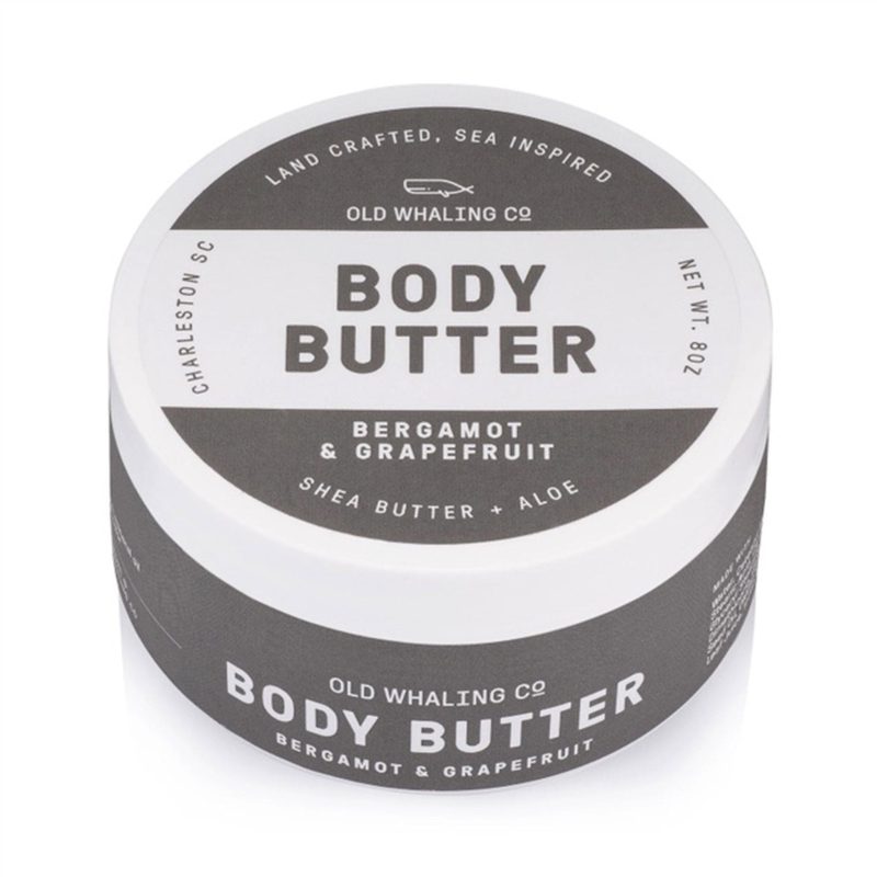 old whaling company bergamot and grapefruit scented body butter side and top view