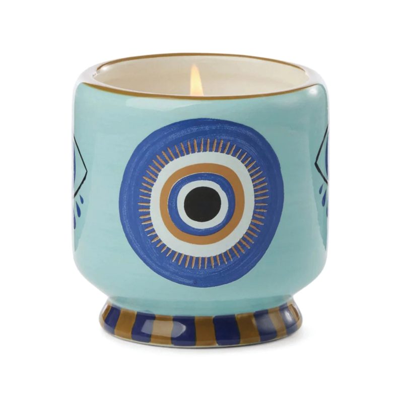 paddywax a dopo 8oz incense and smoke scented handpainted eye ceramic candle front