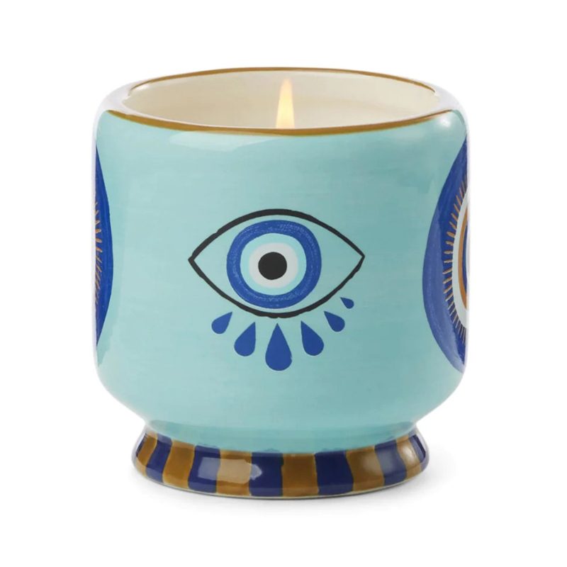 paddywax a dopo 8oz incense and smoke scented handpainted eye ceramic candle side