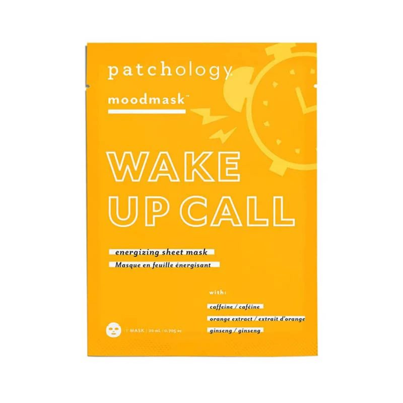 patchology MMENG1 moodmask wake up call sheet mask in yellow packaging front view