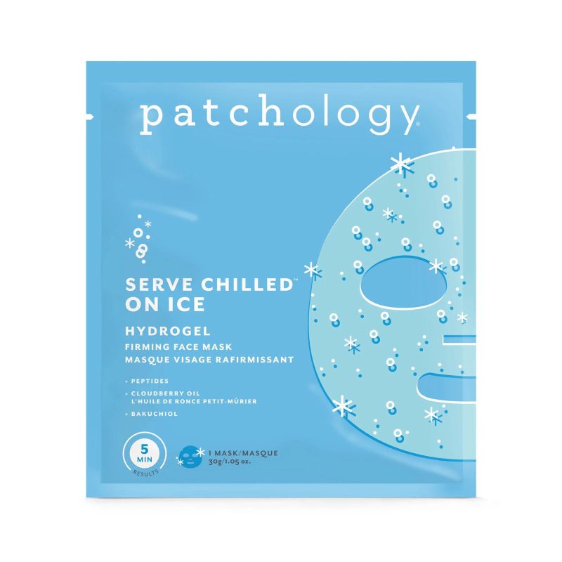 patchology serve chilled on ice hydrogel face sheet mask in pouch packaging