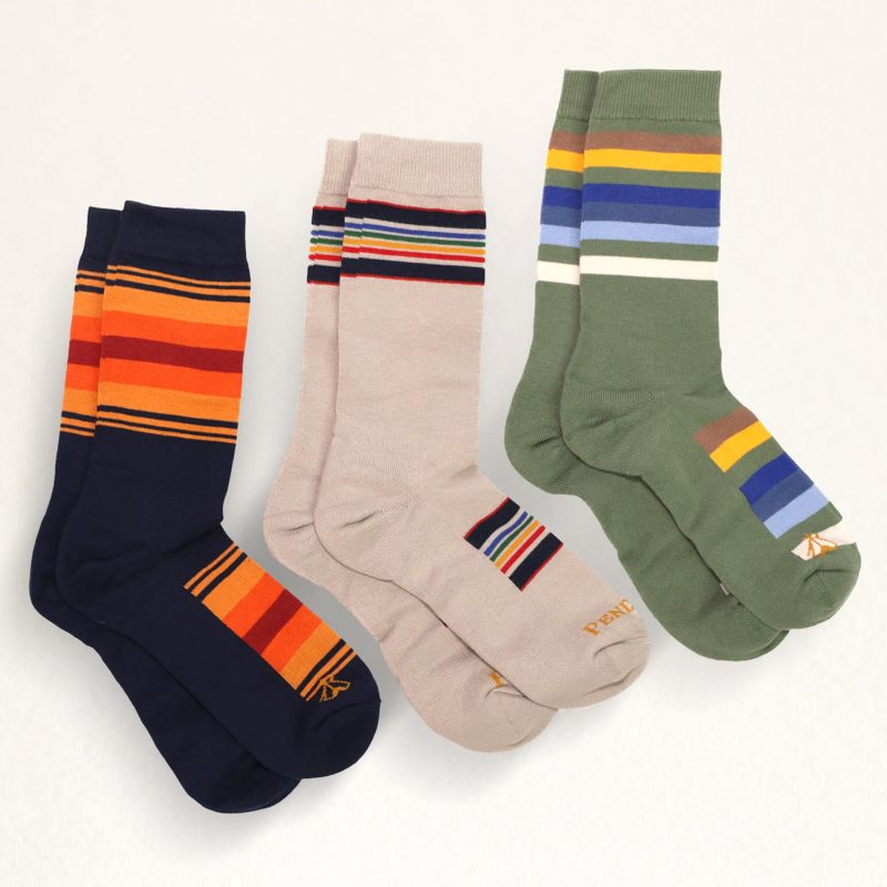 pendleton 174683 3 pack striped national parks socks gift box grand canyon yellowstone taupe rocky mountain