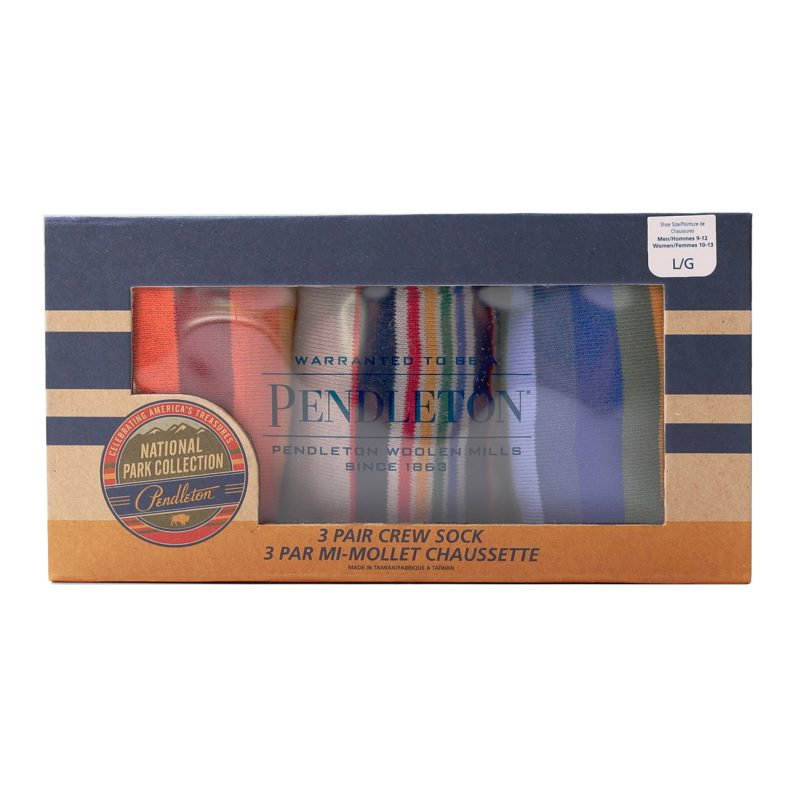 pendleton 174683 3 pack striped national parks socks gift box grand canyon yellowstone taupe rocky mountain in box packaging