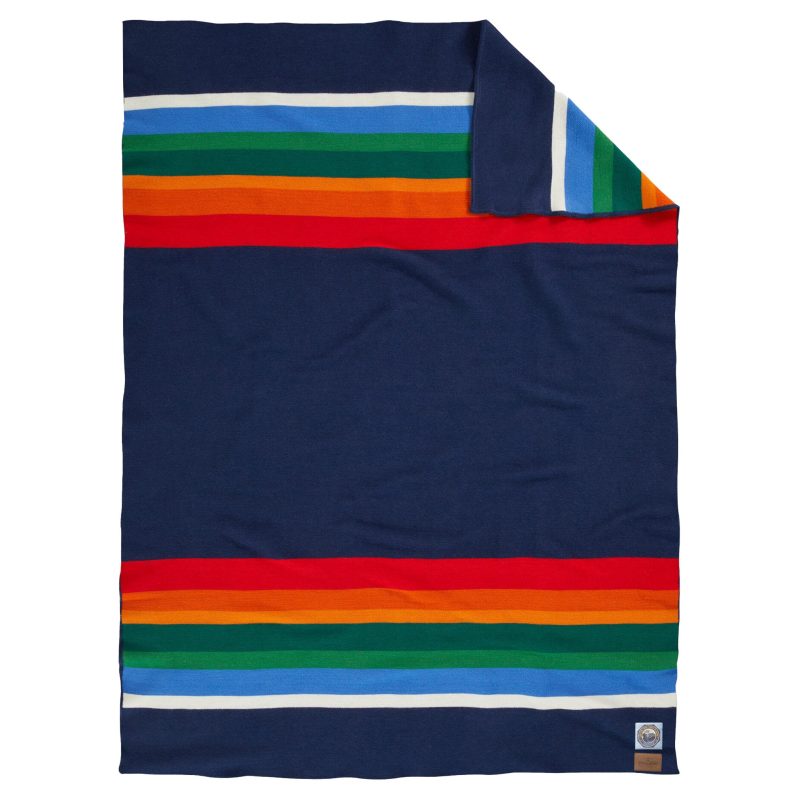 pendleton 83 XF133 50738 navy crater lake national park stripes throw blanket flat