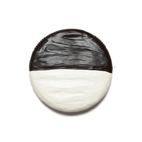 piccoliny BBWC bubbies black and white cookie natural rubber baby teether front