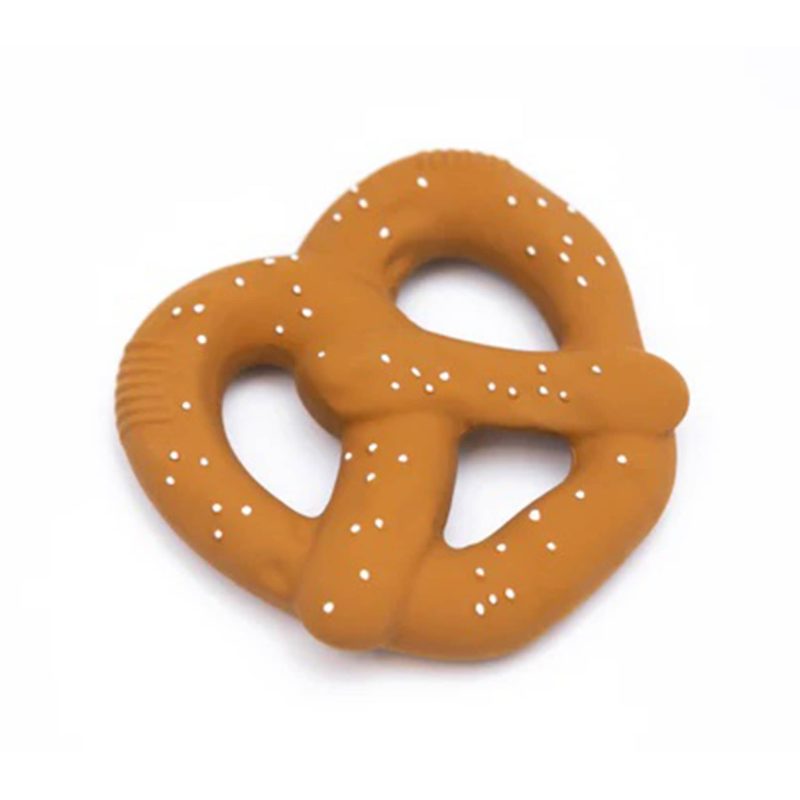 piccoliny PRBGTE salty sonny pretzel natural rubber baby teether front