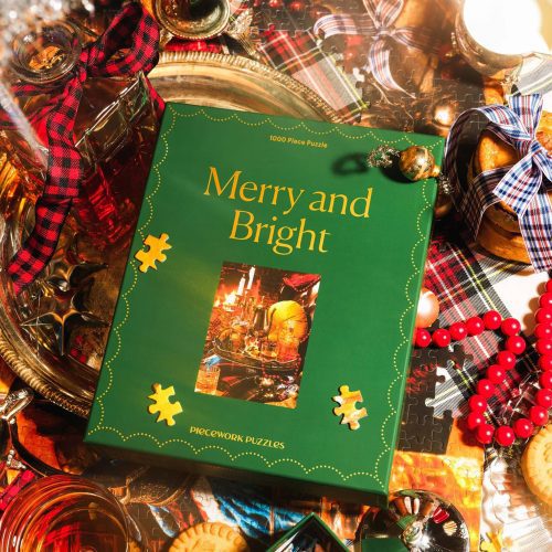 piecework puzzles 1000 piece merry and bright holiday jigsaw puzzle lifestyle