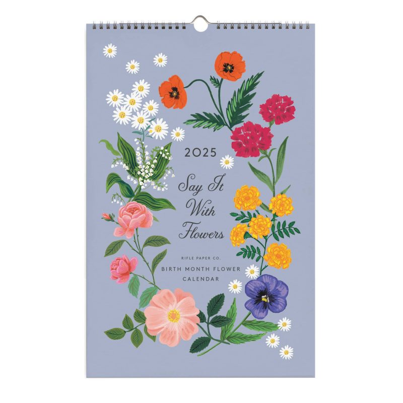 rifle paper CAL085 2025 say it with flowers illustrated wall calendar front cover