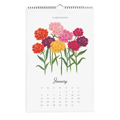 rifle paper CAL085 2025 say it with flowers illustrated wall calendar january