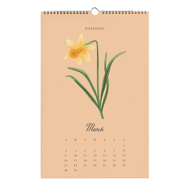 rifle paper CAL085 2025 say it with flowers illustrated wall calendar march