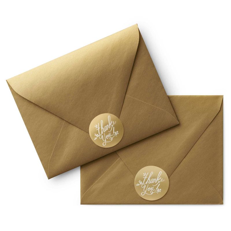 rifle paper ESM002 gold foil thank you envelope seals on gold envelopes for scale