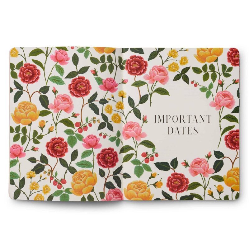 rifle paper PLA012 roses 12 month appointment notebook important dates opener