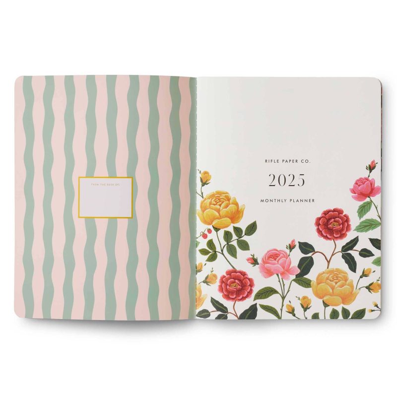 rifle paper PLA012 roses 12 month appointment notebook inside front cover