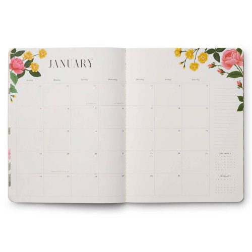 rifle paper PLA012 roses 12 month appointment notebook january