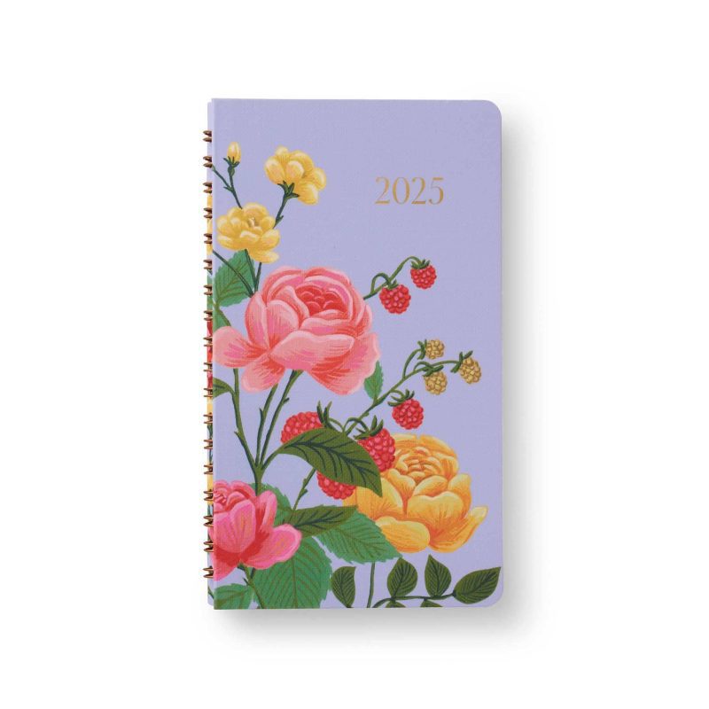 rifle paper PLT002 2025 roses 12 month spiral pocket planner front cover