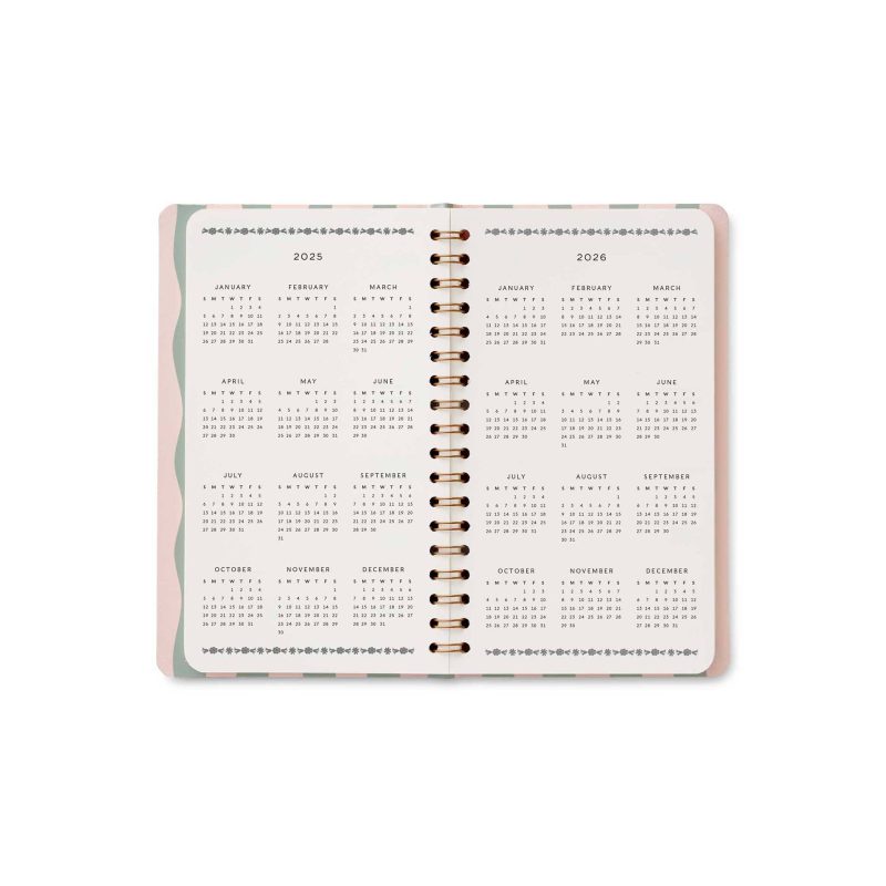 rifle paper PLT002 2025 roses 12 month spiral pocket planner year overview