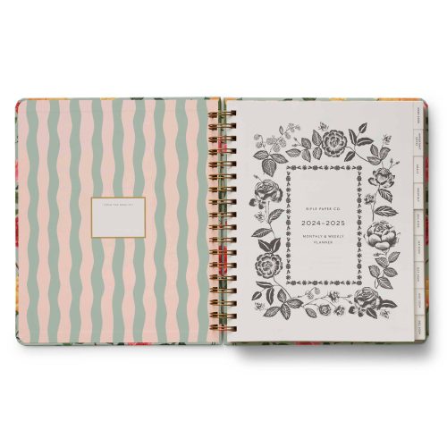 rifle paper co PLS019 2024 2025 roses 17 month academic hardcover spiral planner inside front cover