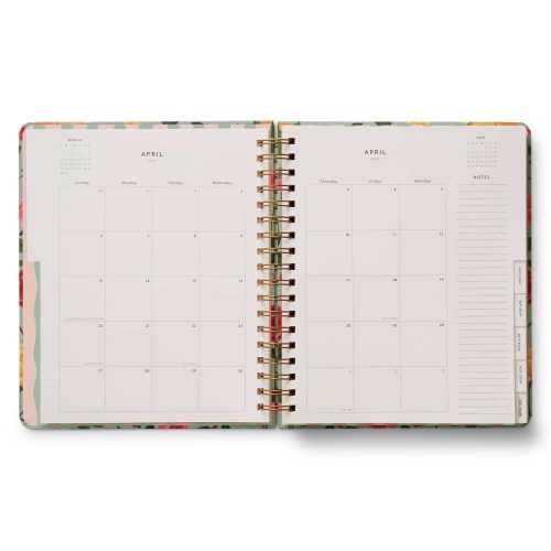 rifle paper co PLS019 2024 2025 roses 17 month academic hardcover spiral planner monthly view