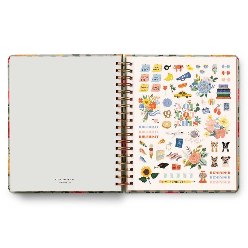 rifle paper co PLS019 2024 2025 roses 17 month academic hardcover spiral planner sticker sheet 1