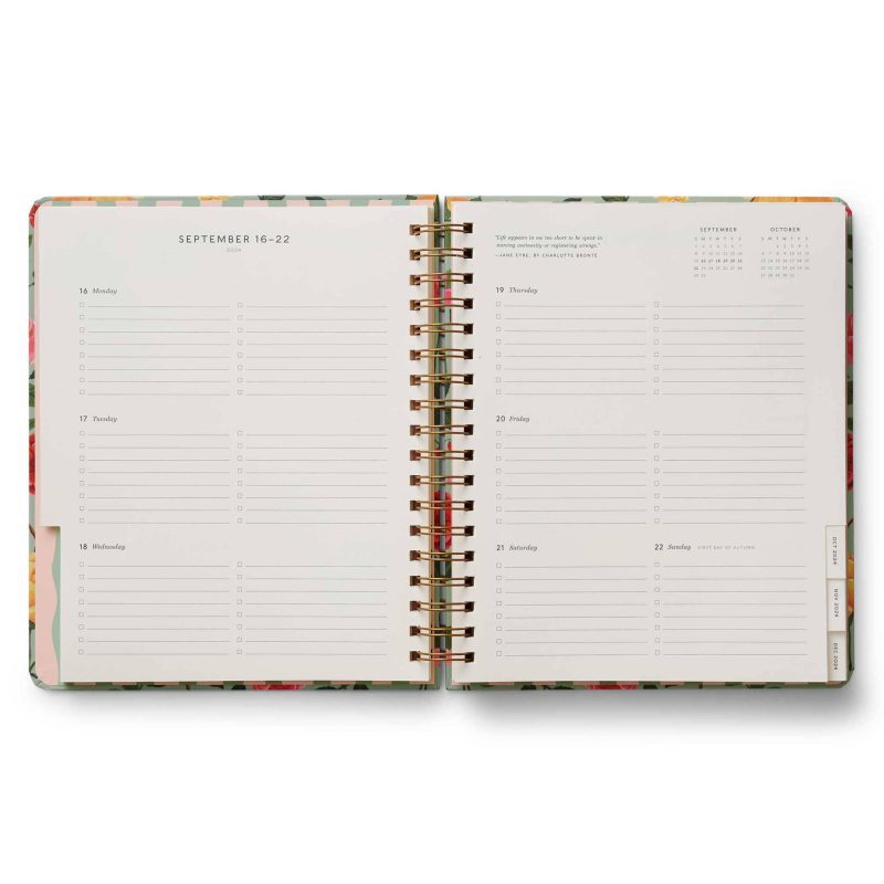 rifle paper co PLS019 2024 2025 roses 17 month academic hardcover spiral planner weekly view