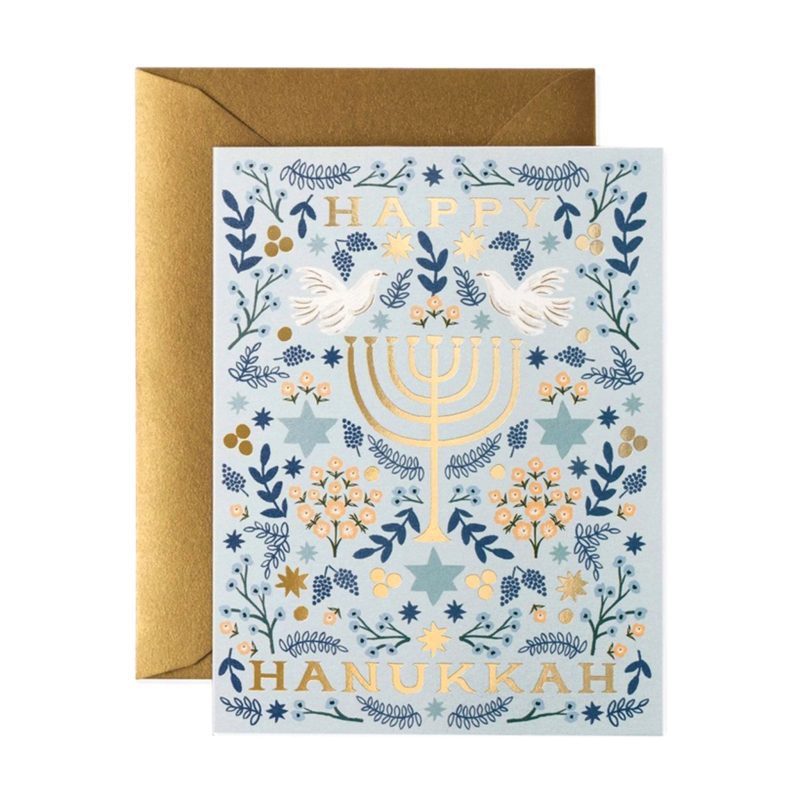 rifle paper co gcx086 hanukkah chanukah menorah holiday greeting cards with envelopes boxed set of 8