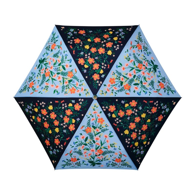 rifle paper co umb009 wildwood colorblock automatic umbrella open top view