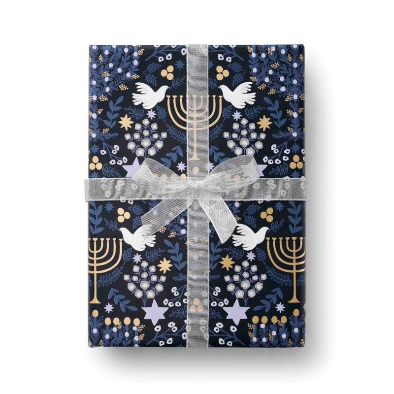 rifle paper co wcx014 laurel menorah continuous wrapping paper roll hanukkah chanukah holiday gift wrap sample box wrap