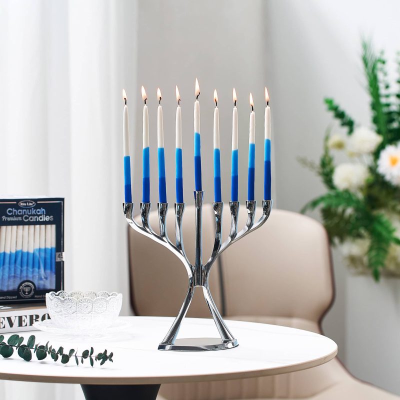 rite lite C 29 BWN2 premium blue gradient chanukah candles in menorah