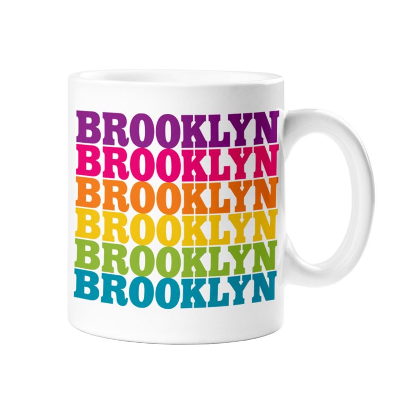 rock scissor paper brooklyn rainbow drop ceramic coffee mug