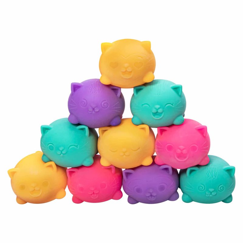 schylling CCTND teenie needoh cool cats stress relieving fidget toy stack showing all facial expressions and colors