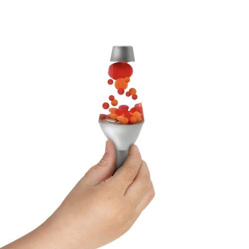 schylling LVGS lava squish and flow mini lava lamp being squished by fingers