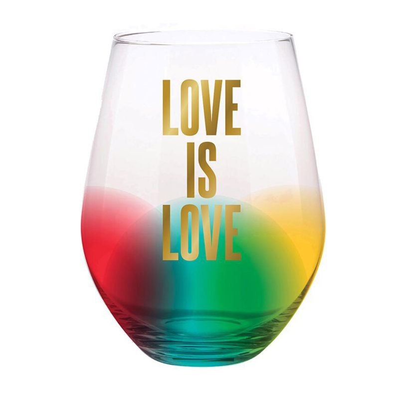 slant collections 10 04866 001 love is love 30 ounce jumbo stemless wine glass pride barware