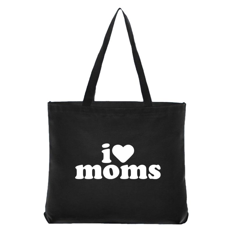 social goods x sarah clary i love moms black canvas tote front