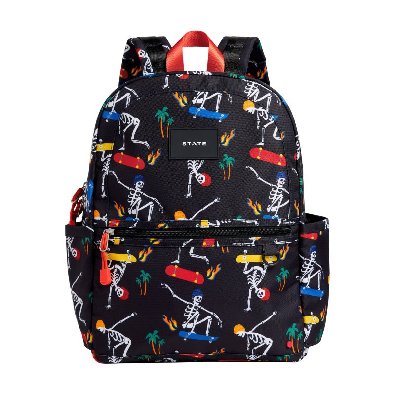 state bags STB1760 kane kids skeleton skate double pocket backpack front