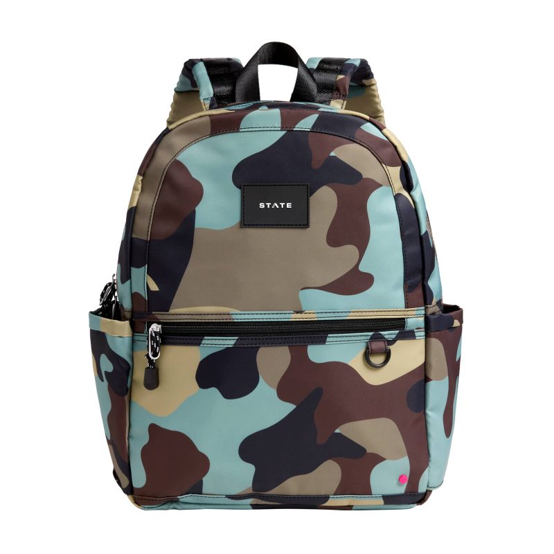 state bags STB1770 kane kids camo double pocket backpack front