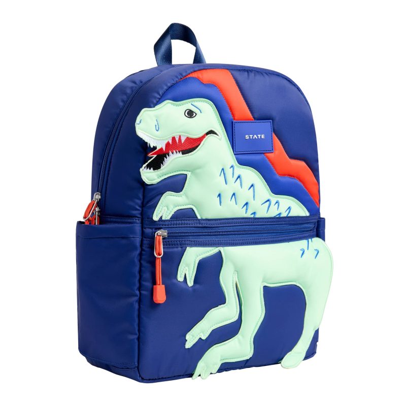 state bags STB1779 kane kids dino blue backpack front angle