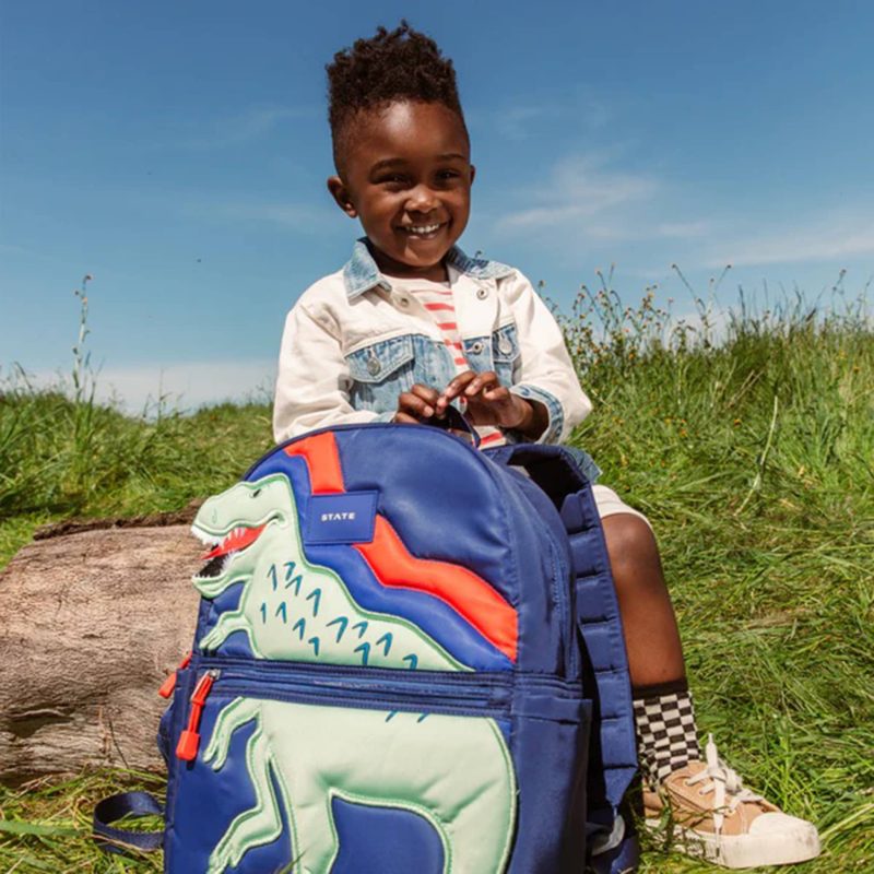 state bags STB1779 kane kids dino blue backpack with child lifestyle