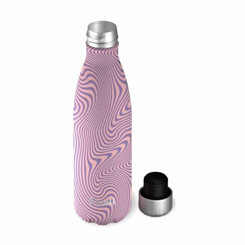 swell 5303679 lavender swirl 17 ounce original insulated reusable stainless steel water bottle front lid off