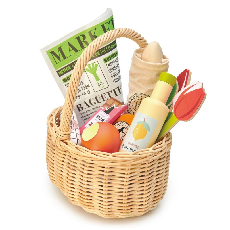 tender leaf toys TL8286 wicker market shopping basket with products