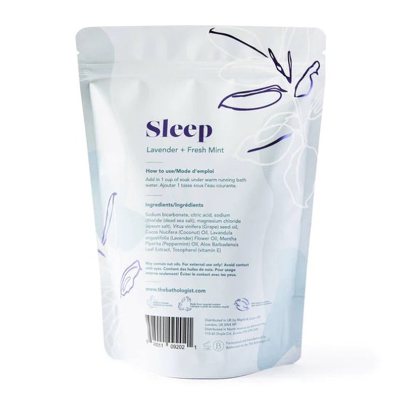 the bathologist lavender and mint scented sleep fizzy bath soak back