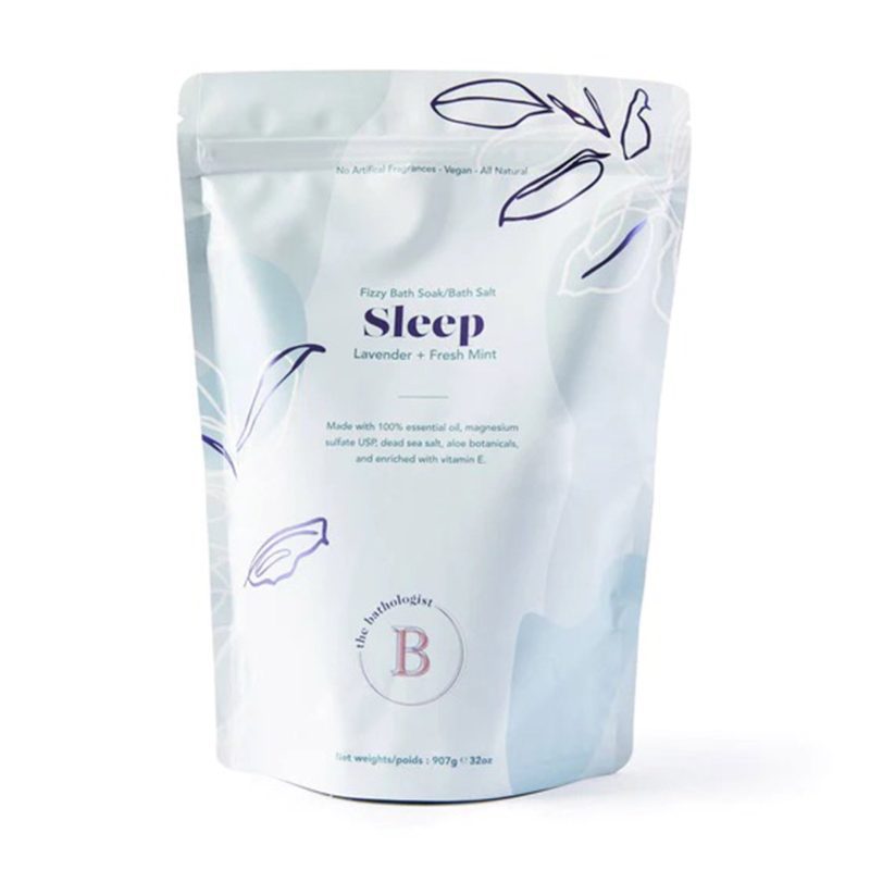 the bathologist lavender and mint scented sleep fizzy bath soak front