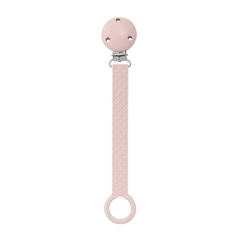 the cotton cloud scallop pacifier holder in ballerina pink